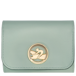 Brieftasche im Kompaktformat Box-Trot , Leder - Grau grün