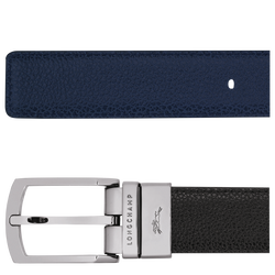 Le Foulonné Men's belt , Black/Navy - Leather