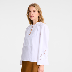 Blouse , White - Poplin embroidered