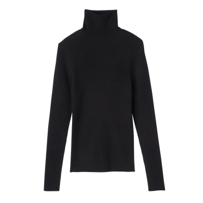High collar fitted jumper, Black