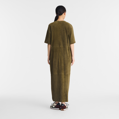 null Leather long dress, Khaki