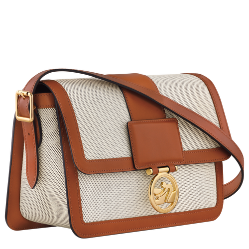 Box-Trot M Crossbody bag , Cognac - Canvas - View 3 of 6