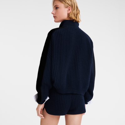 null Jersey con cuello tipo polo, Azul Marino