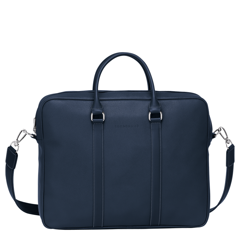 Le Foulonné M Briefcase , Navy - Leather  - View 1 of  5