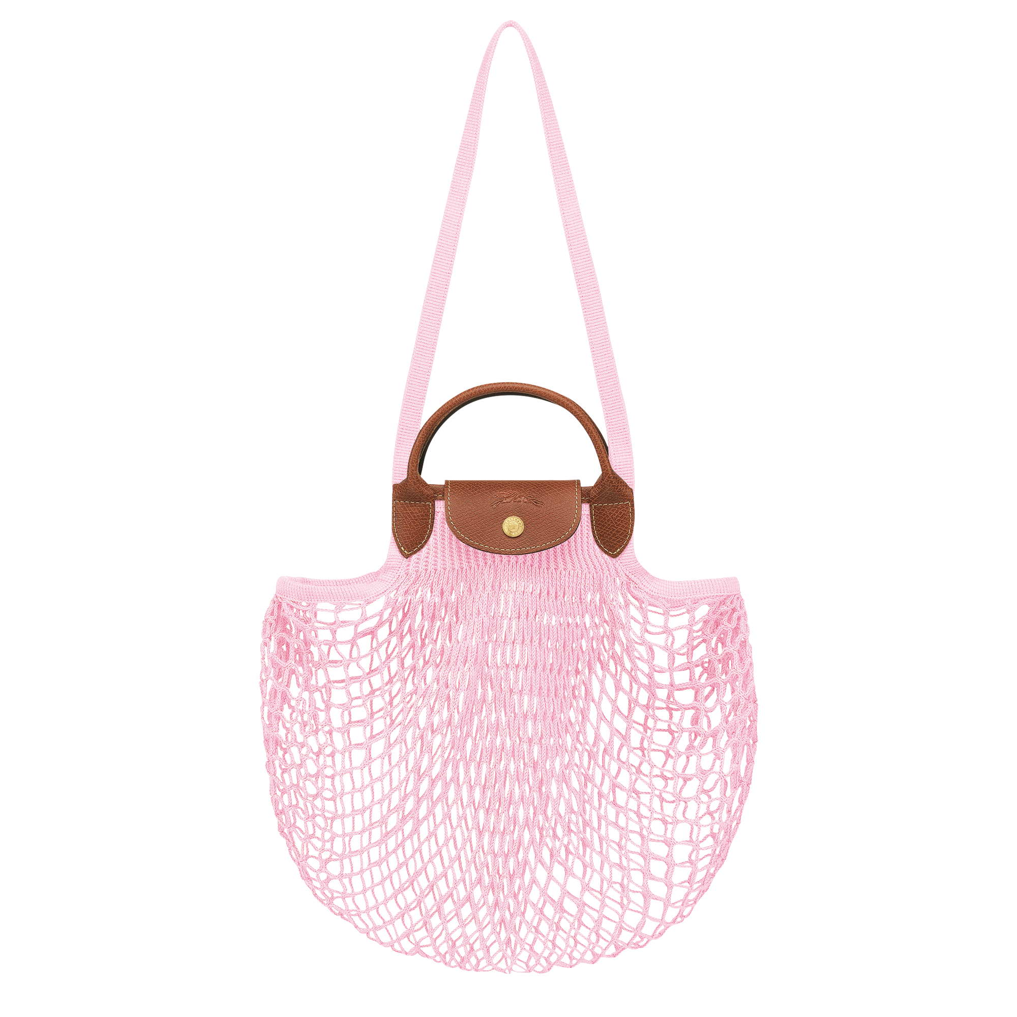 Longchamp Extra Small Le Pliage Filet Knit Crossbody Bag in Pink