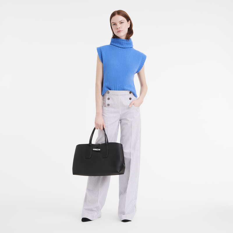 Roseau XL Handbag , Black - Leather  - View 2 of  6