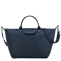 Le Pliage Xtra Tas met handgreep aan de bovenkant L , Navy - Leder