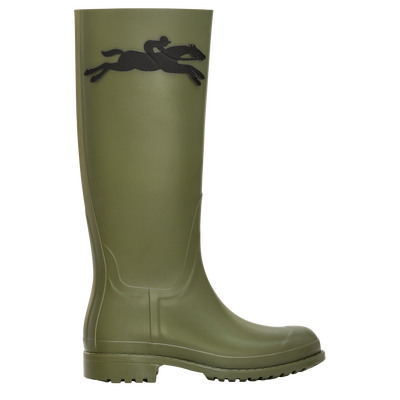 Bottes plates Cheval Longchamp , PVC - Kaki