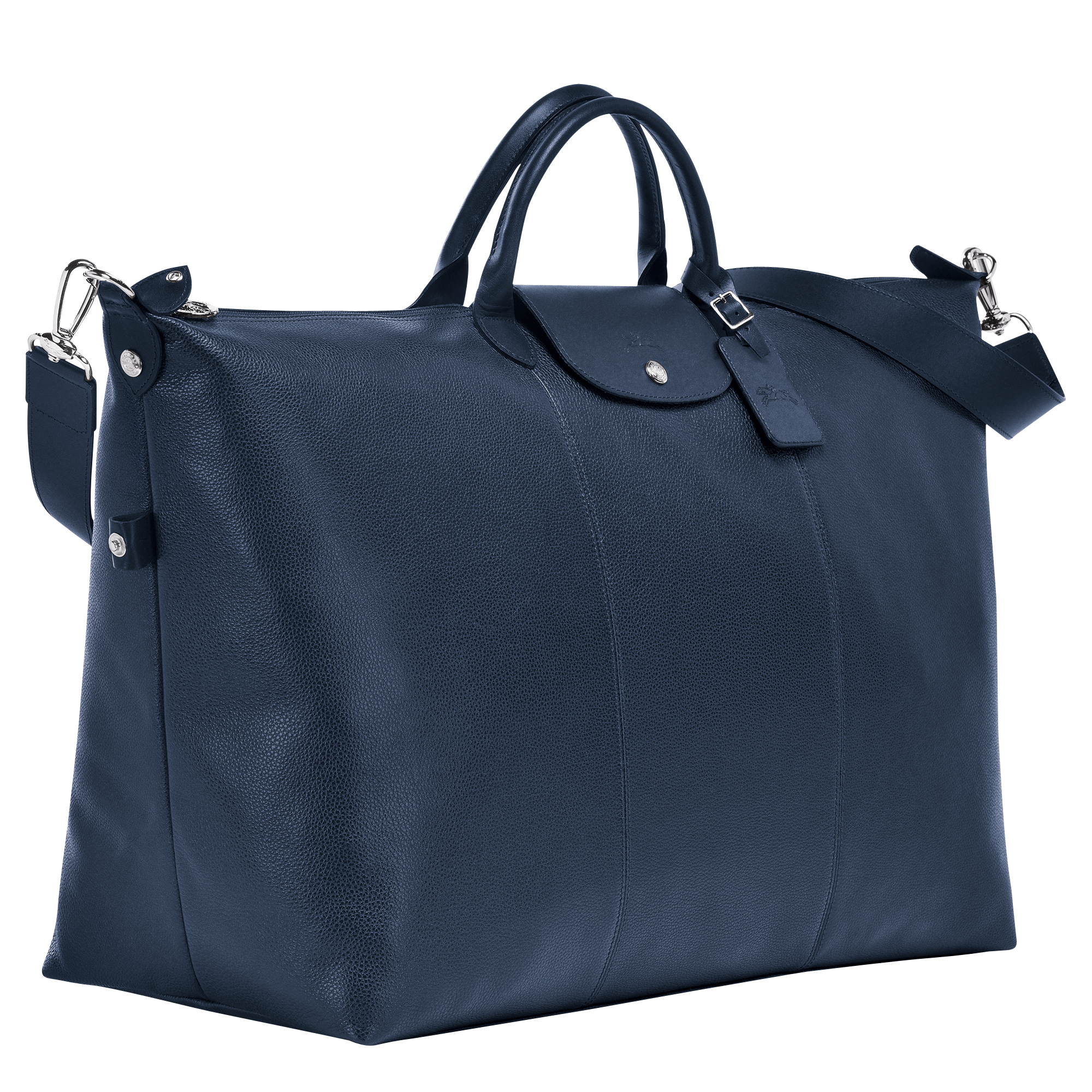 Longchamp Ladies Le Pliage Cuir Mini Top Handle Bag-Navy
