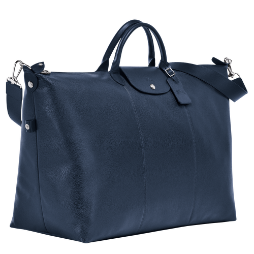 Le Foulonné S Travel bag , Navy - Leather - View 3 of  4