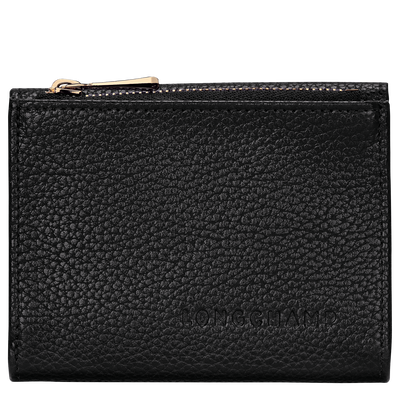 Portefeuille compact Le Foulonn&eacute; , Cuir - Noir