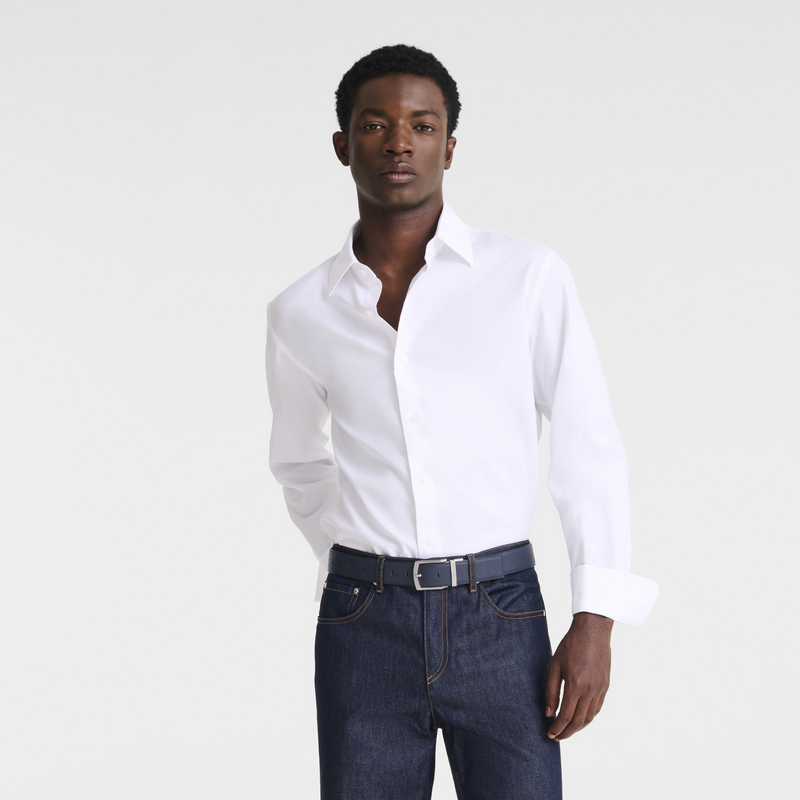 Le Foulonn&eacute; Men's belt , Navy/Black - Leather  - View 3 of  4