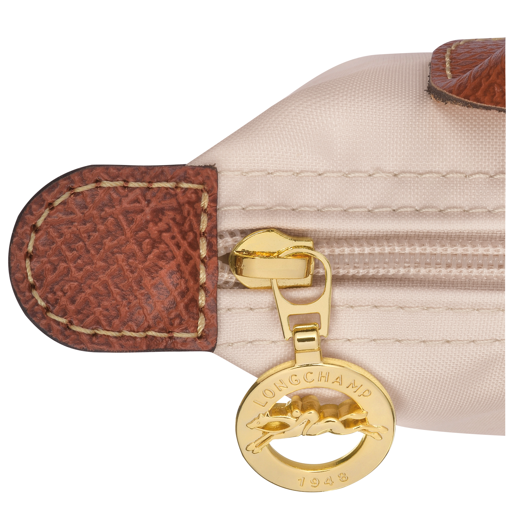 longchamp pouch with handle cognac