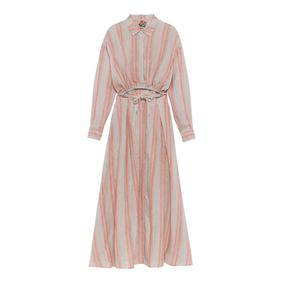 Long dress , Rainbow - Jacquard striped linen