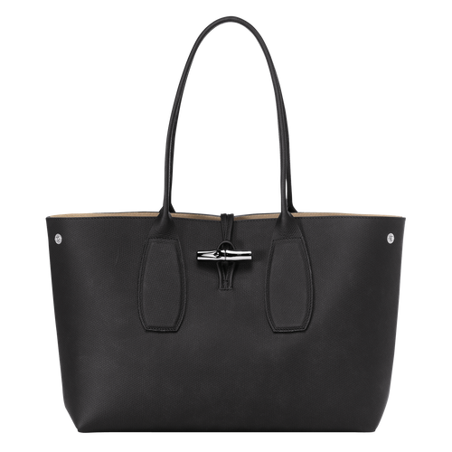 Le Roseau L Tote bag , Black - Leather - View 5 of  6