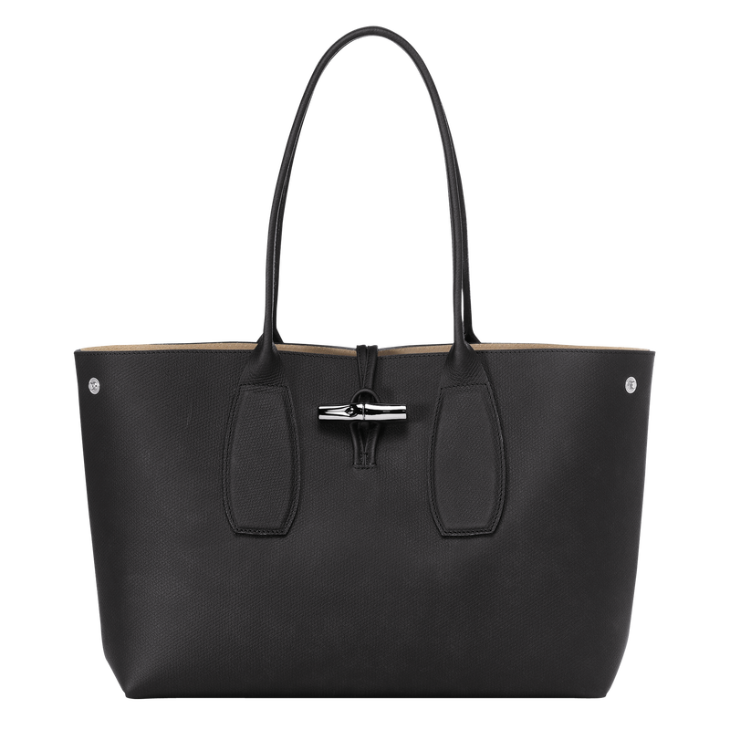 Le Roseau L Tote bag , Black - Leather  - View 5 of  6