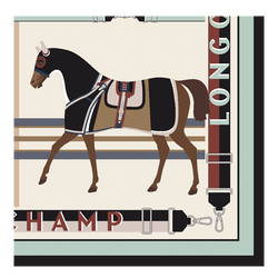 Paddock Longchamp Silk scarf 70 , Ecru - OTHER