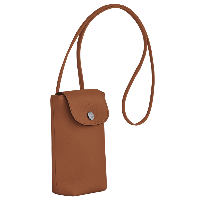 Mobiltelefon-Etui mit Lederbändchen Le Pliage Xtra Leder - Cognac 