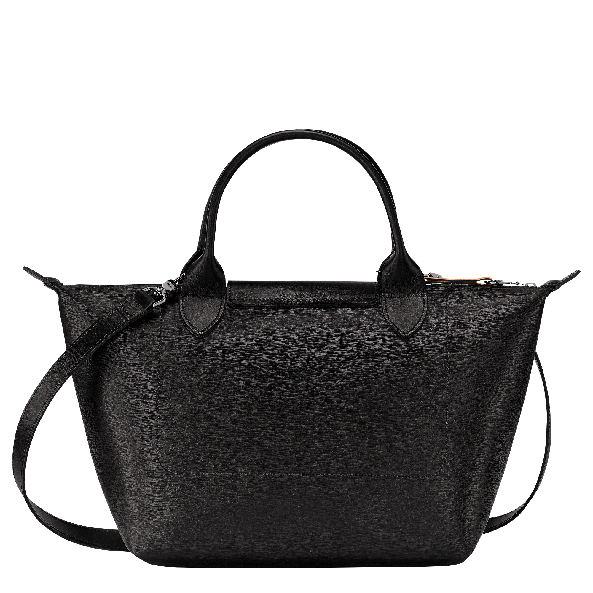 Black Leather Crossbody Tote with Black Handles
