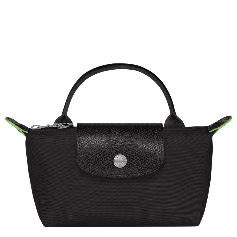 Le Pliage Green Pouch with handle , Black - Recycled canvas  - View 1 of 6