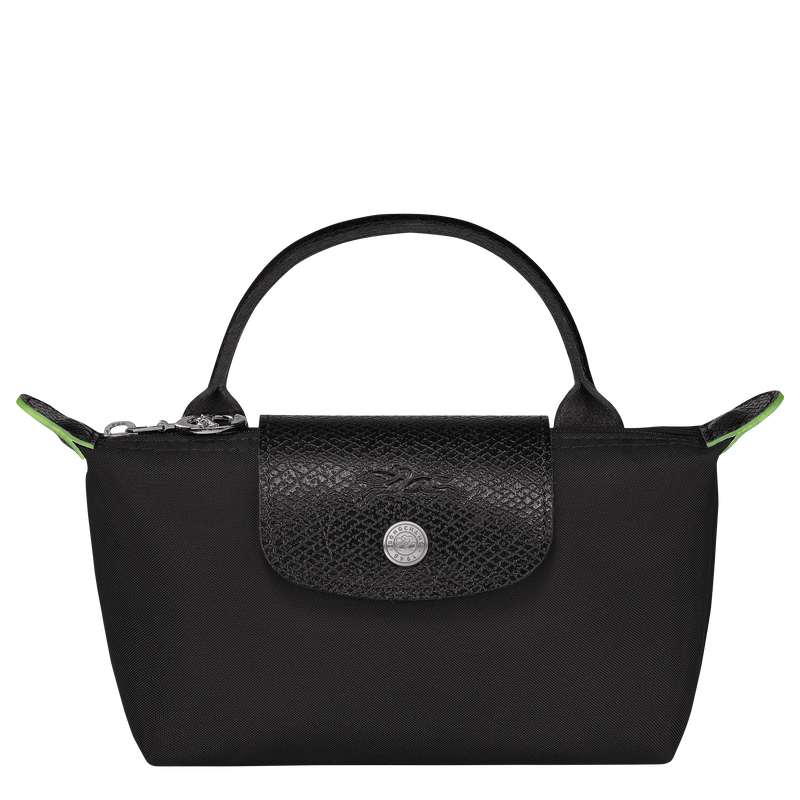 Le Pliage Green Pouch with handle , Black - Recycled canvas  - View 1 of  6
