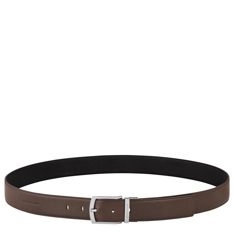 Le Foulonné Men's belt , Mocha/Black - Leather  - View 1 of 4