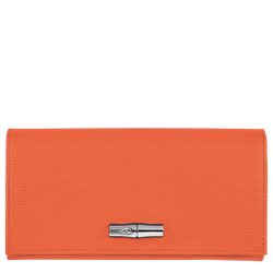 Lange Geldbörse mit Überschlag Roseau , Leder - Orange