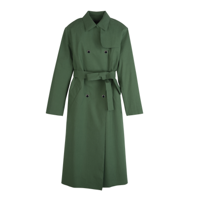 Trench coat , British Green - Water-repellent technical canvas