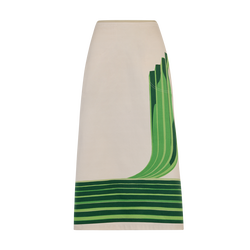 Skirt , Heritage Green - Printed gabardine