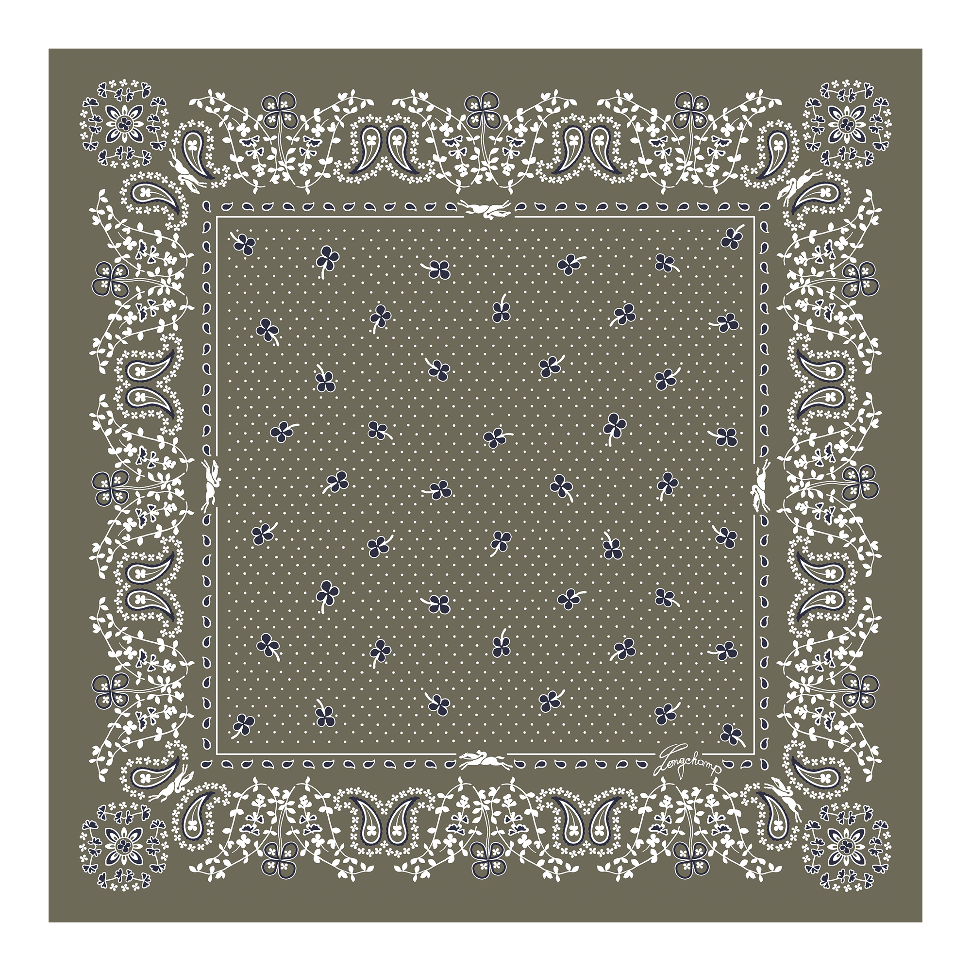 French Bandana Silk scarf 50, Artichoke