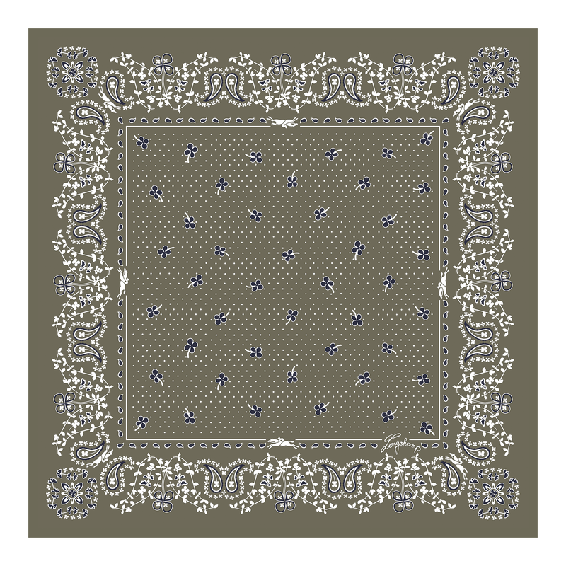 French Bandana Silk scarf 50 , Artichoke - Silk  - View 1 of 2