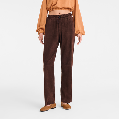 null Pantaloni dritti in pelle,  Moka