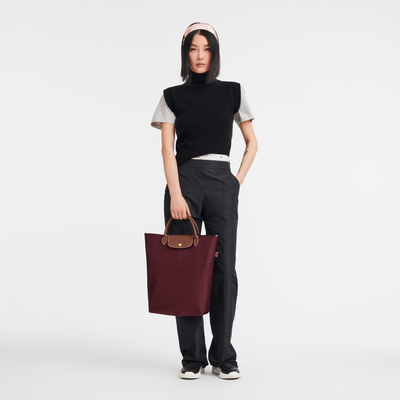 Le Pliage Original M Tote bag , Burgundy - Canvas