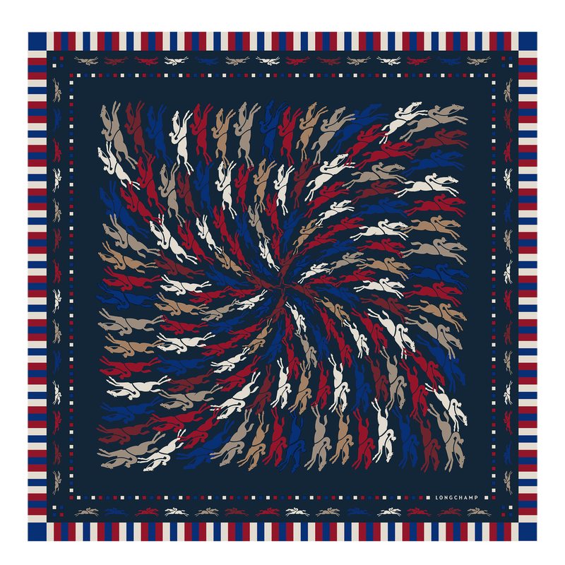 Tr s Paris Longchamp Silk scarf 70 Navy Silk Longchamp US