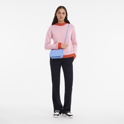 Le Foulonné Wallet on chain , Cloud Blue - Leather