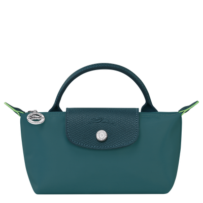 Le Pliage Green Pouch with handle, Peacock
