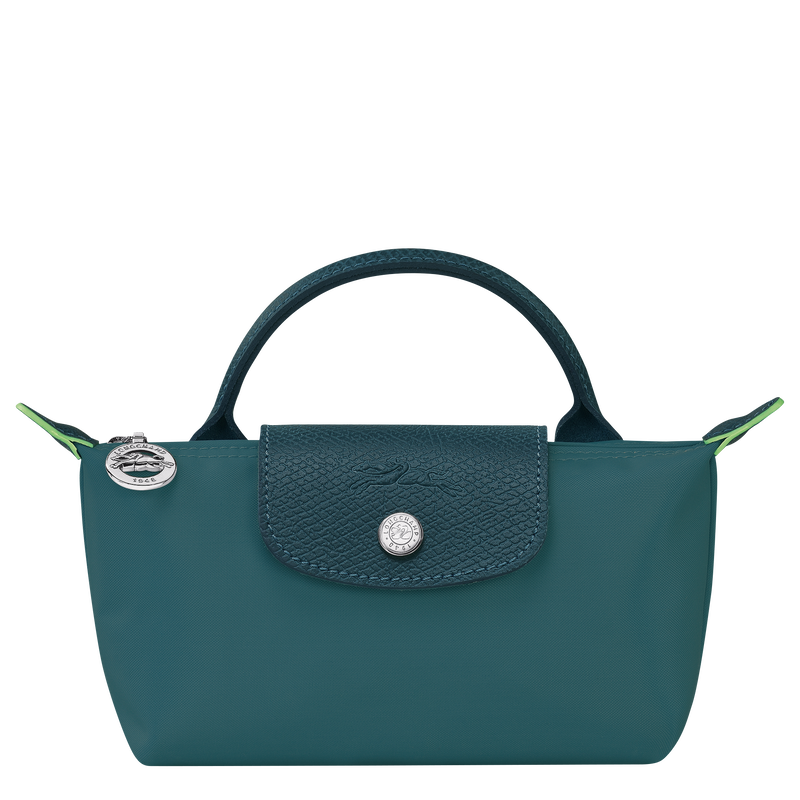 Le Pliage Green Pouch with handle , Peacock - Recycled canvas  - View 1 of  4