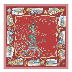 Tour Enchant&eacute;e Silk scarf 50 , Terracotta - Silk