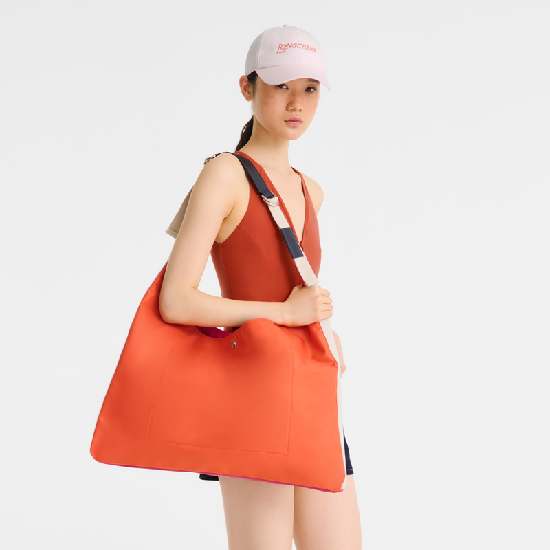 Sac port&eacute; &eacute;paule Re-Play , Toile - Orange/Rose  - Vue 2 de 5