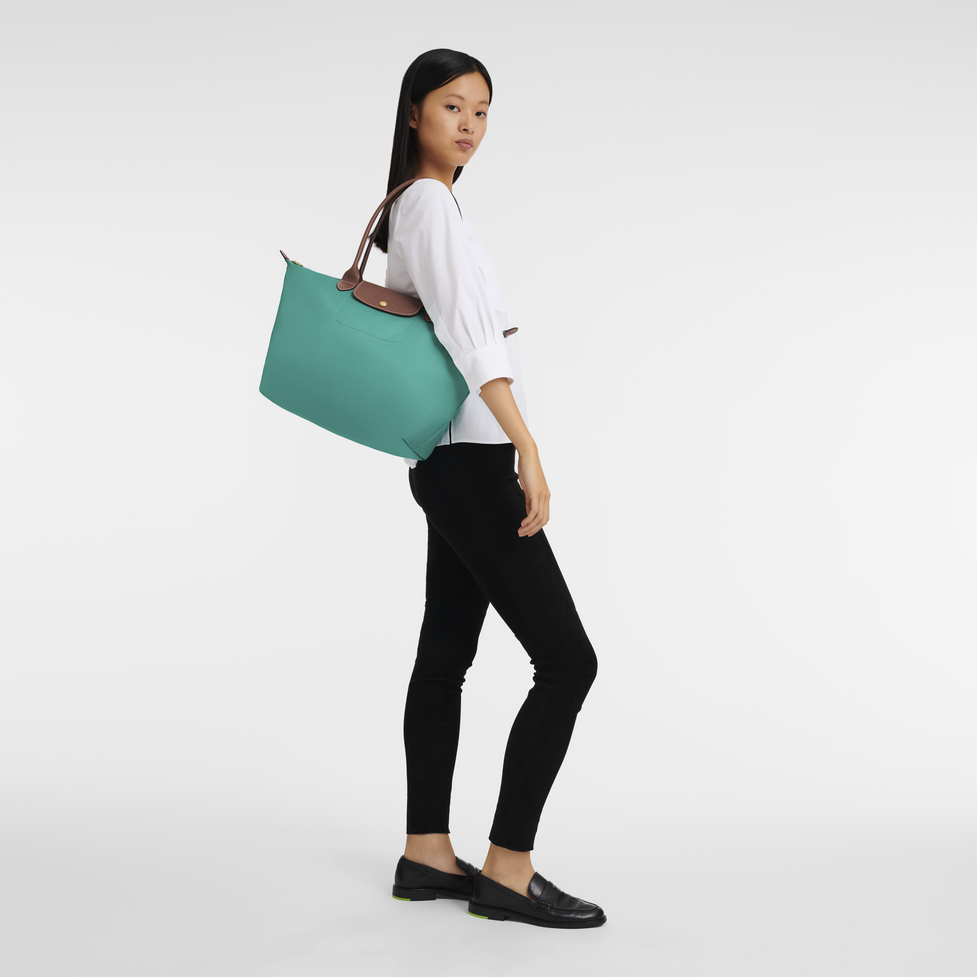 Le Pliage Original L Tote bag Turquoise - Recycled canvas (L1899089P70)