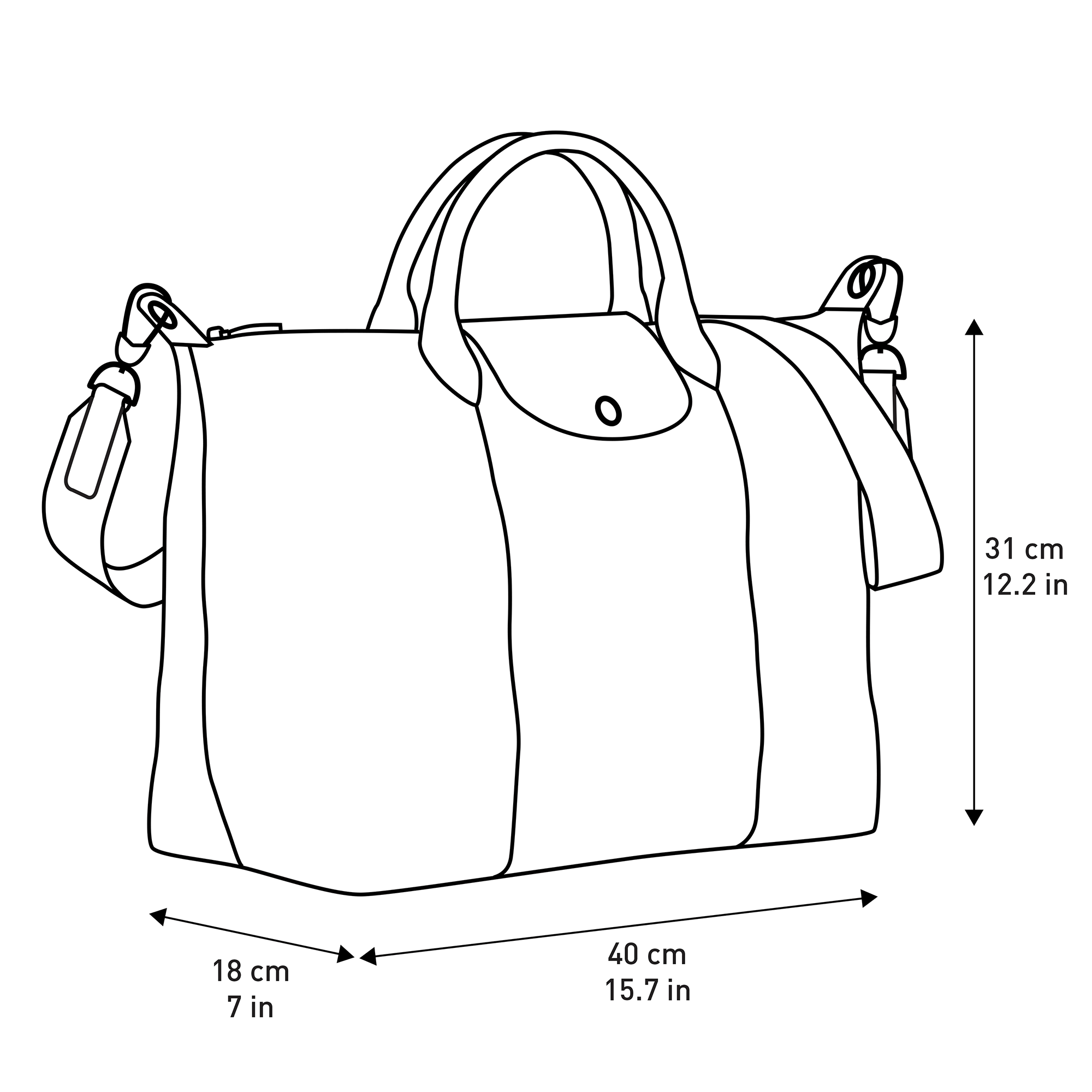 longchamp le pliage large dimensions cm