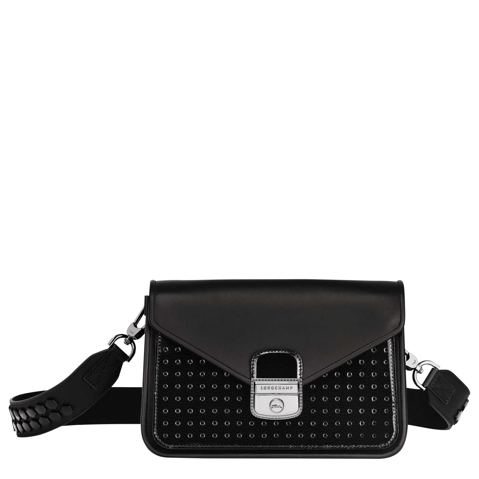 longchamp black leather crossbody bag