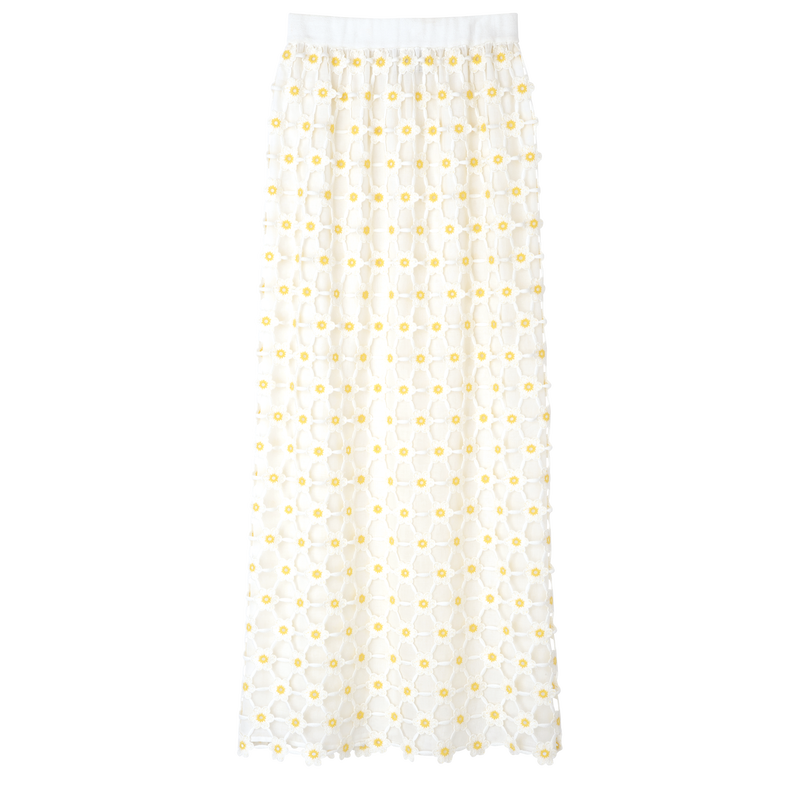 Long skirt , White - Macramé  - View 1 of  3