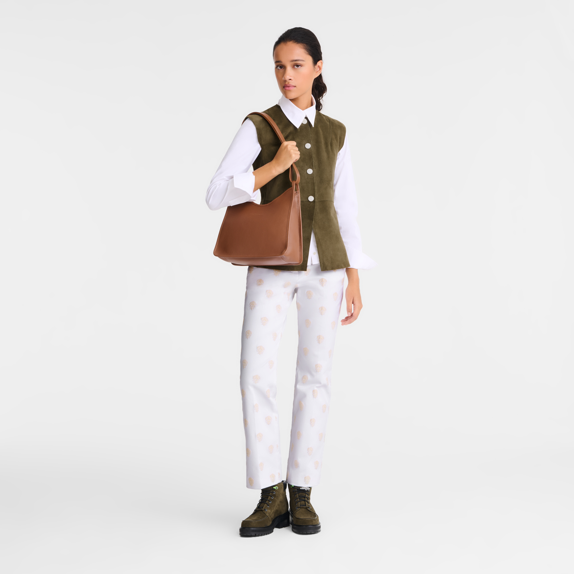 Shopper M Le Foulonné Leder - Caramel | Longchamp DE