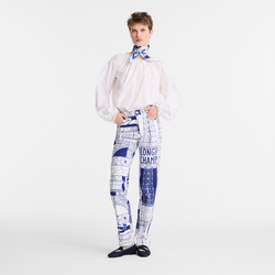Trousers , Navy - Printed cotton