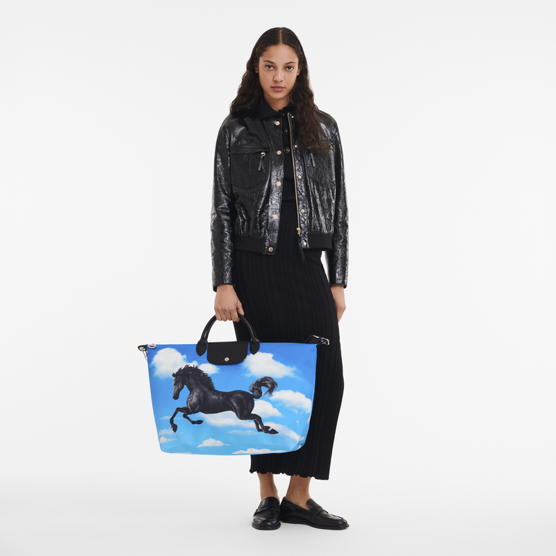 Reisetasche S Longchamp x ToiletPaper , Canvas - Wolkenblau  - Ansicht 2 von 5