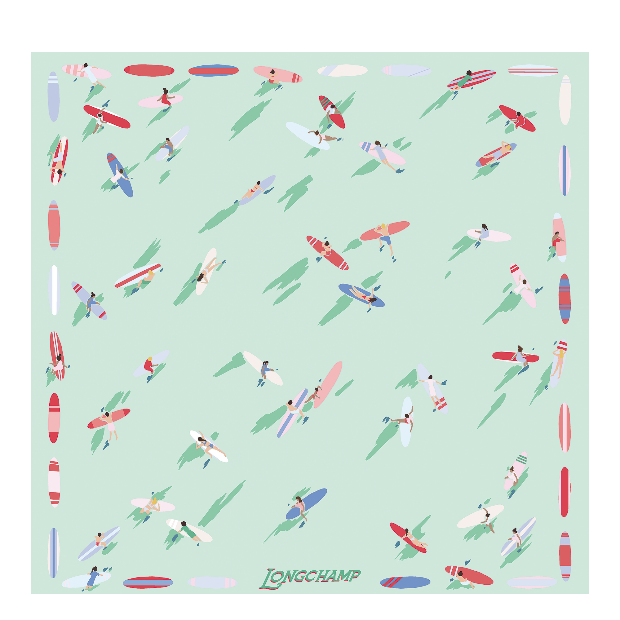 En Attendant la Vague Foulard di seta 50, Menta