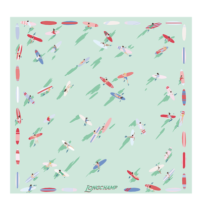 Foulard di seta 50 En Attendant la Vague , Seta - Menta