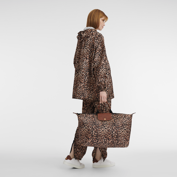 Longchamp X D'heygere Reisetasche/Rucksack S, Panther-Print