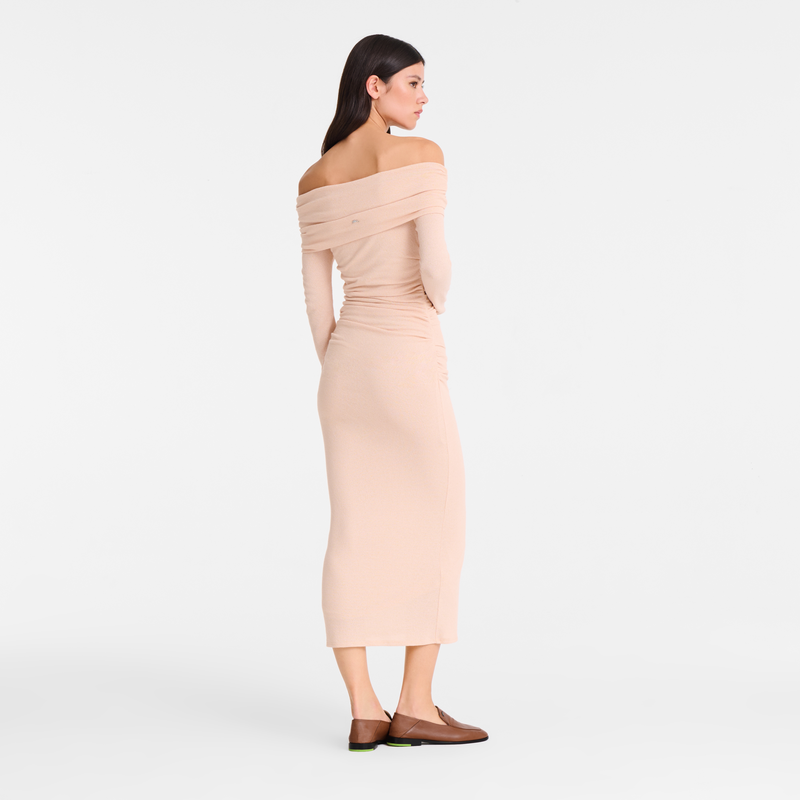 Long dress , Cream - Crepe jersey  - View 3 of  5
